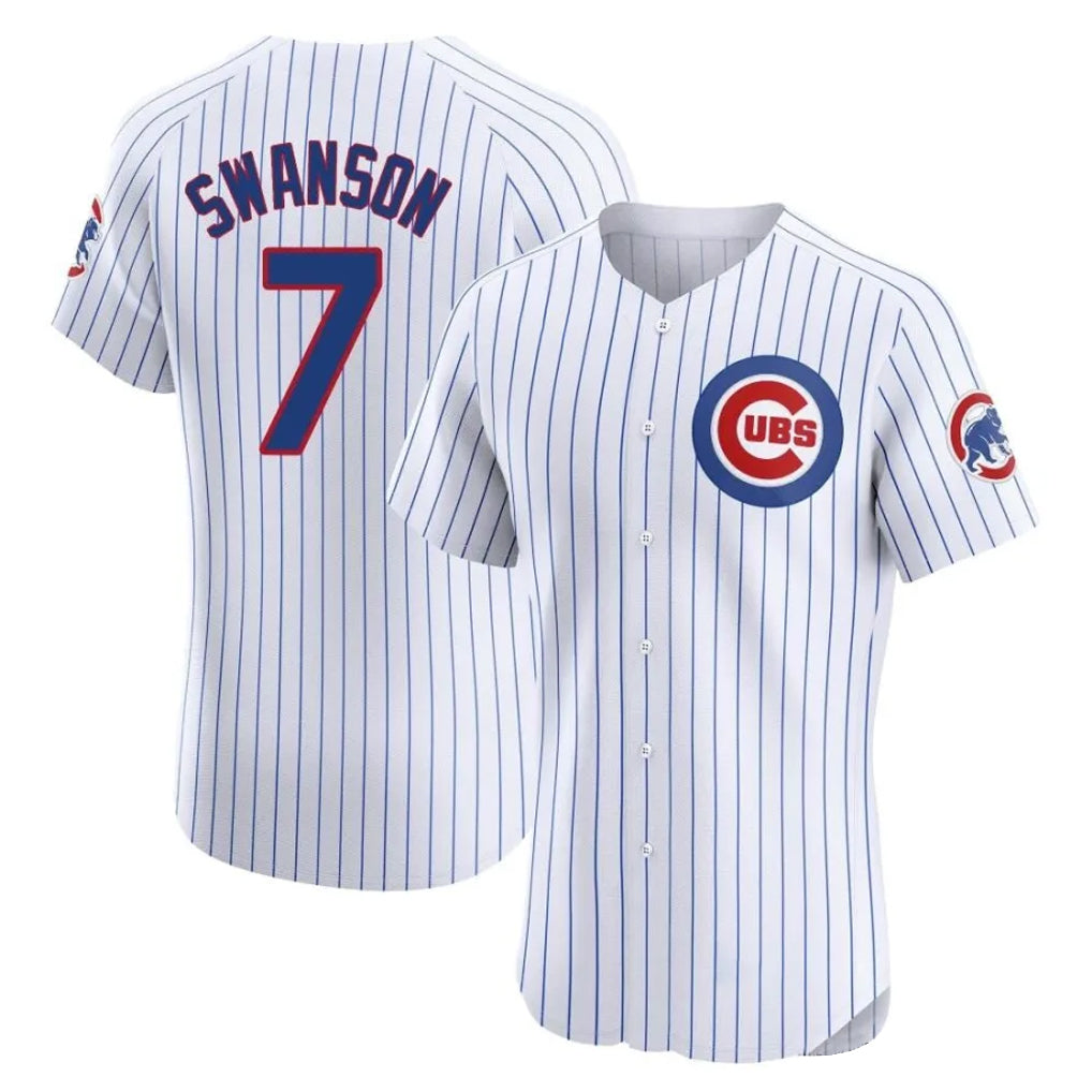 C.Cubs #7 Dansby Swanson Player White Limited Elite Home Game Jdoa Stitched Jerseys