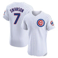 C.Cubs #7 Dansby Swanson Player White Limited Elite Home Game Jdoa Stitched Jerseys