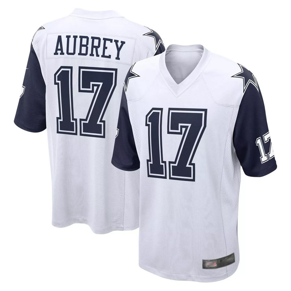 D.Cowboys #17 Brandon Aubrey Player White-Navy Home Game Jdoa Stitched Jerseys