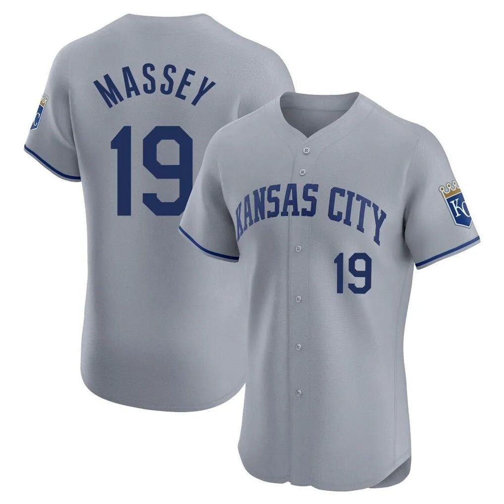 KC.Royals #19 Michael Massey Player Gray Limited Elite Home Jdoa Stitched Jerseys