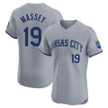 KC.Royals #19 Michael Massey Player Gray Limited Elite Home Jdoa Stitched Jerseys