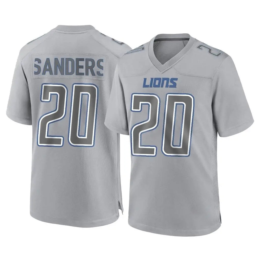 D.Lions #20 Barry Sanders Player Gray Atmosphere Fashion Home Game Jdoa Stitched Jerseys
